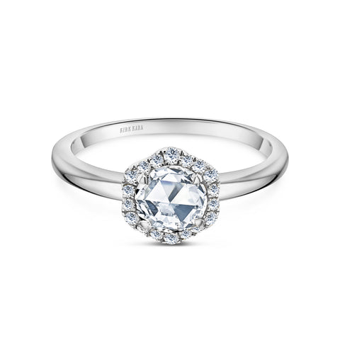 Zebo: Rose Cut Diamond Halo Nature Inspired Engagement Ring | Ken & Dana