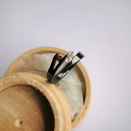 Handmade Polished Black Zirconium Tension Ring with Princess Cut Stone –  ATDesignStudio