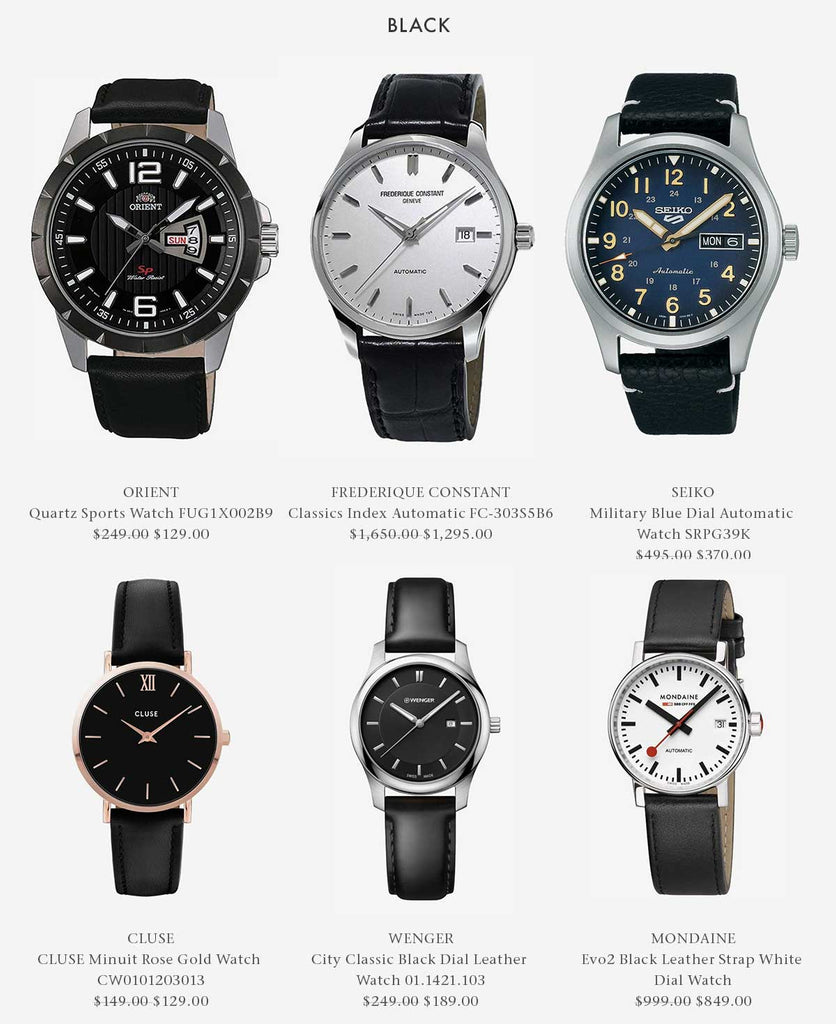 Black Leather Band Watches