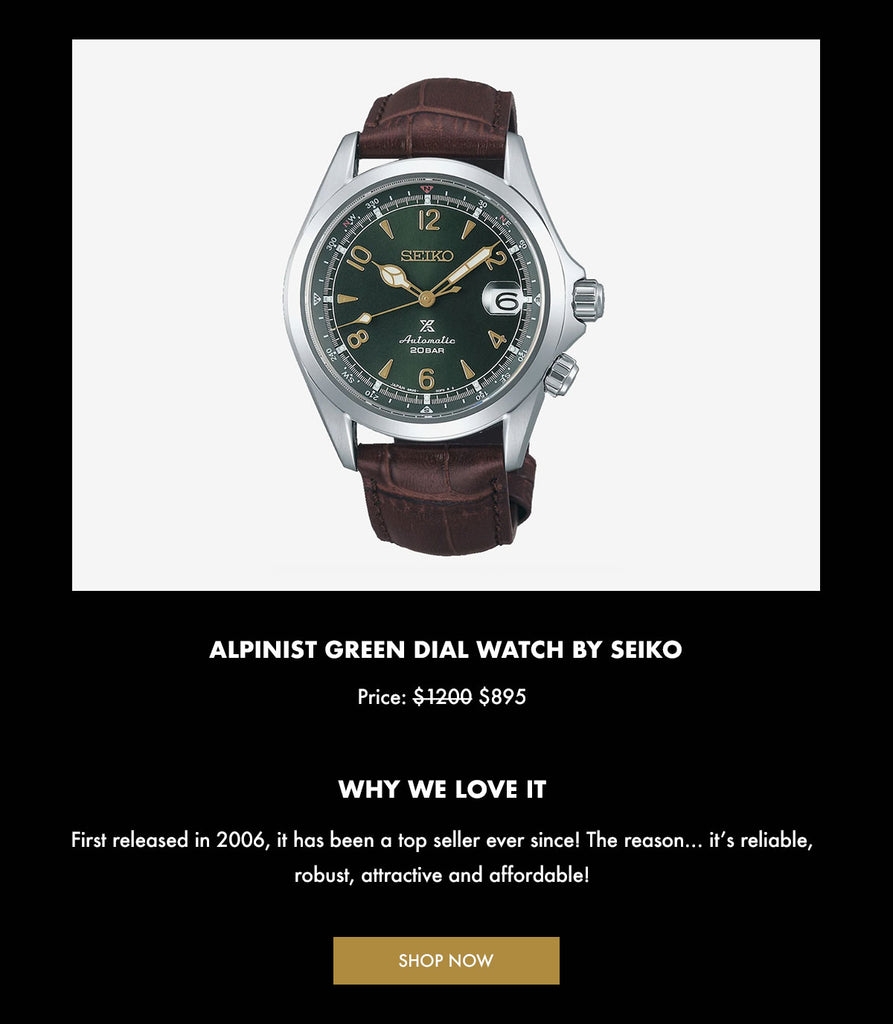 ALPINIST GREEN DIAL WATCH from SEIKO