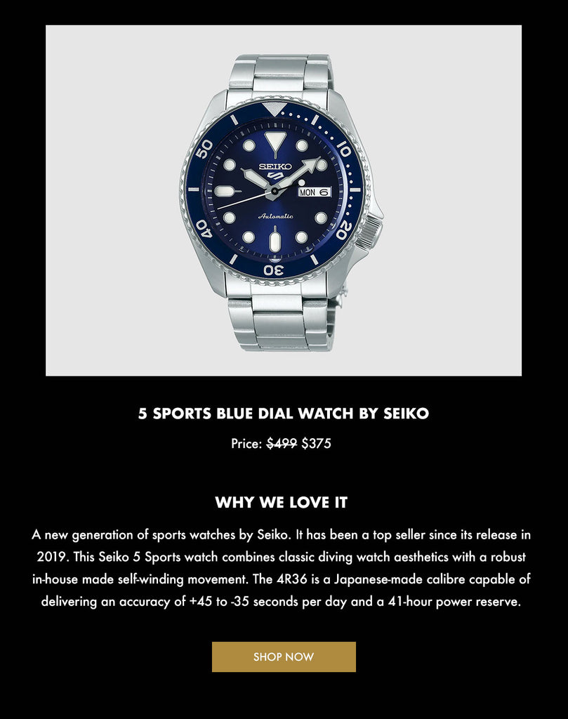 5 SPORTS BLUE DIAL WATCH by SEIKO