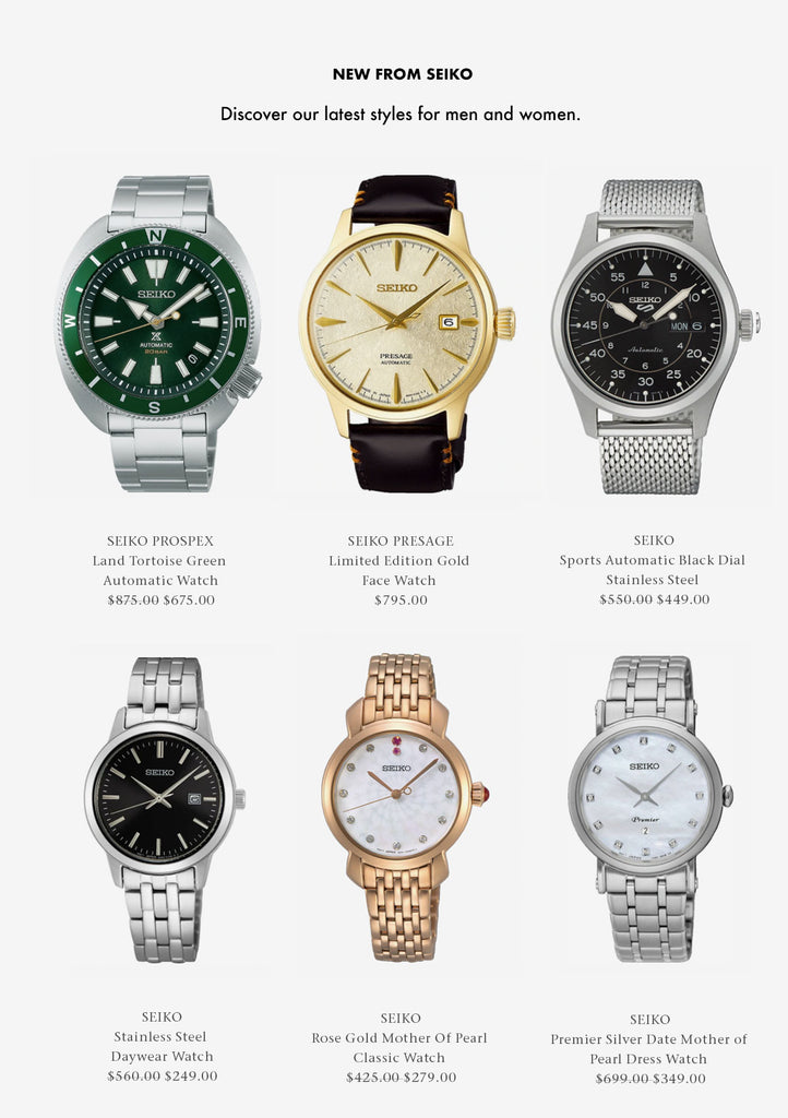Shop the latest Seiko watches for men and women