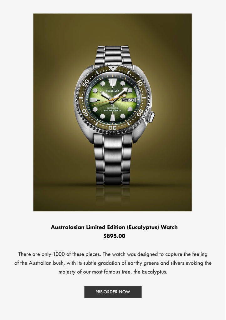 Australasian Limited Edition Eucalyptus Watch by Seiko Prospex