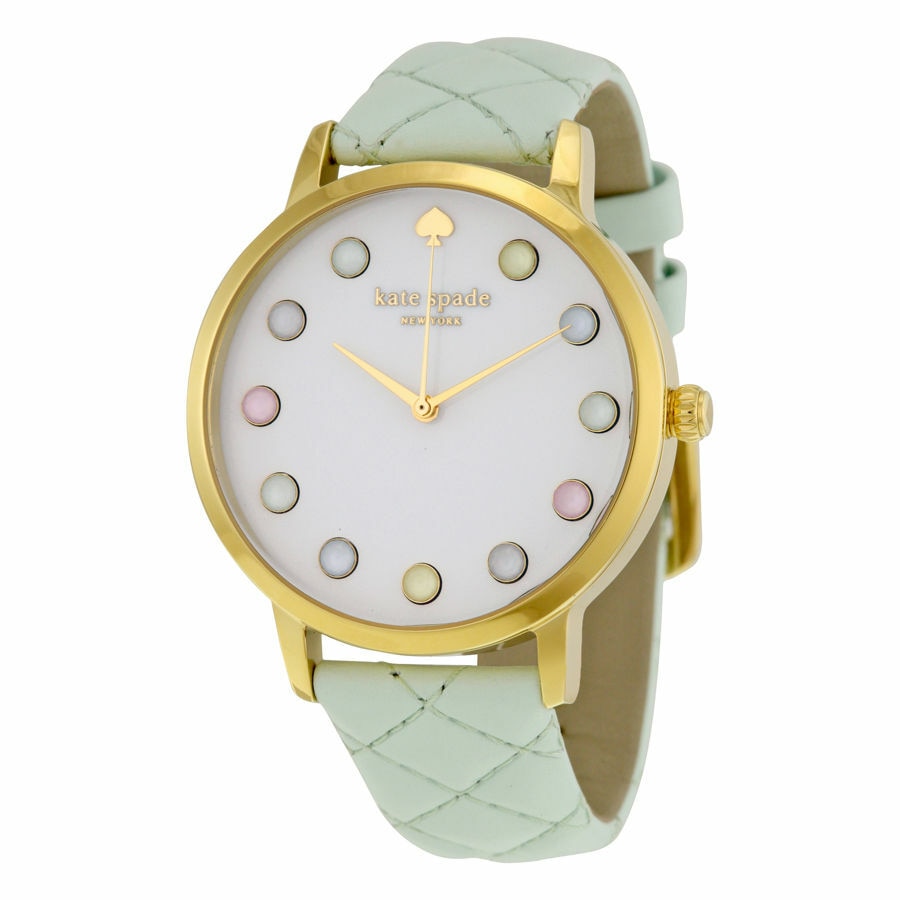 Kate Spade Metro Grand White Dial Mint Leather Womens Watch – Watch Direct  Australia