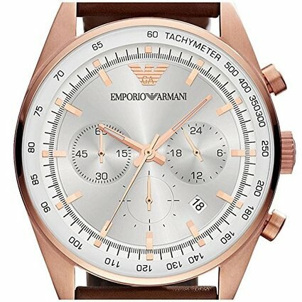 Emporio Armani Brown Leather Strap Silver Dial Mens Watch – Watch Direct  Australia