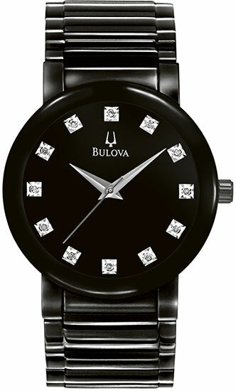 Bulova  Diamond Accented Stainless Steel Bracelet 98D001 - Mens Watch