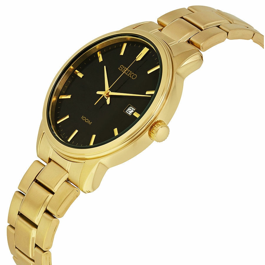 Seiko Neo Classic Black Dial Gold Tone Stainless Steel Mens Watch – Watch  Direct Australia