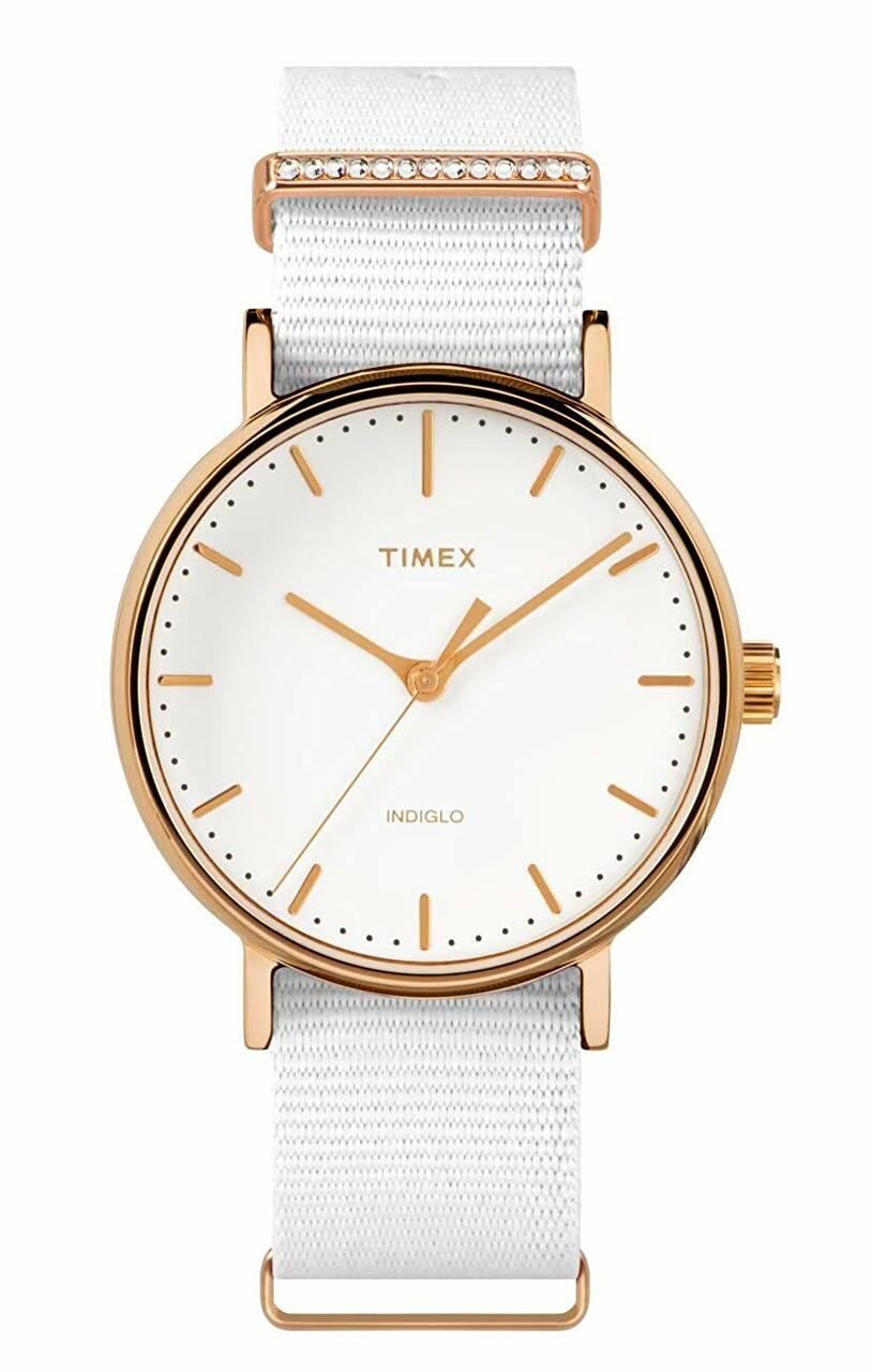 Timex Fairfield Crystal Bar White Dial Canvas Strap Ladies Watch (Tw2R –  Watch Direct Australia