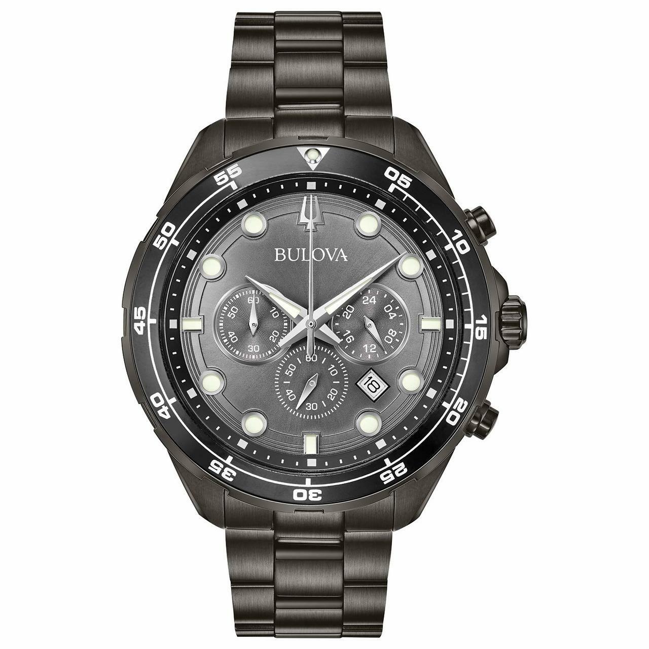 Bulova Mens Quartz Stainless Steel Dress Watch, Color:Black (Model: 98 ...