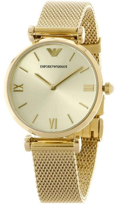 ladies gold slim mesh designer emporio armani watch ar1957