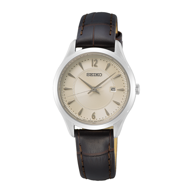 Seiko Quartz Brown Leather Dress Watch SUR427 – Watch Direct Australia