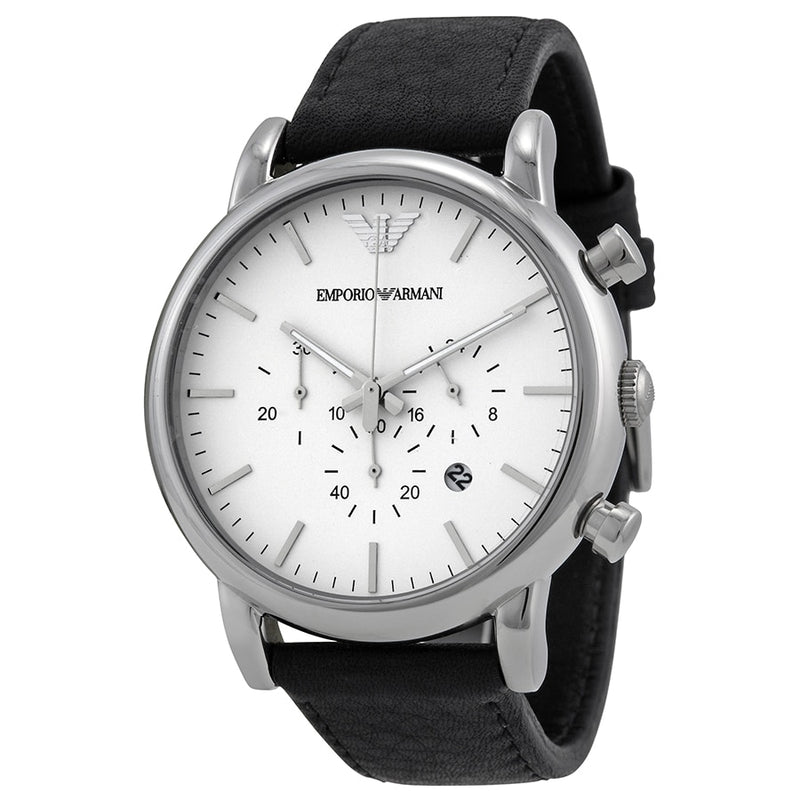 Emporio Armani Classic Black Leather Quartz With White Dial Mens Watch –  Watch Direct Australia