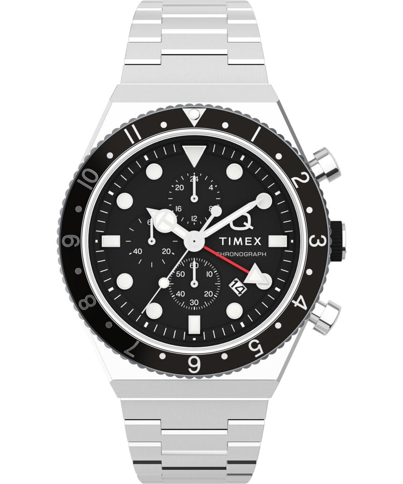 Q Timex GMT Chronograph 40mm Steel Bracelet Watch TW2V69800 – Watch Direct  Australia