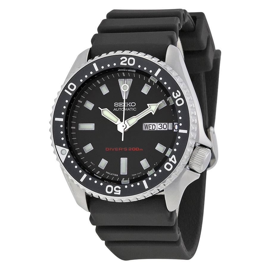 Seiko Mens Skx173 Stainless Steel And Black Polyurethane Automatic Div –  Watch Direct Australia