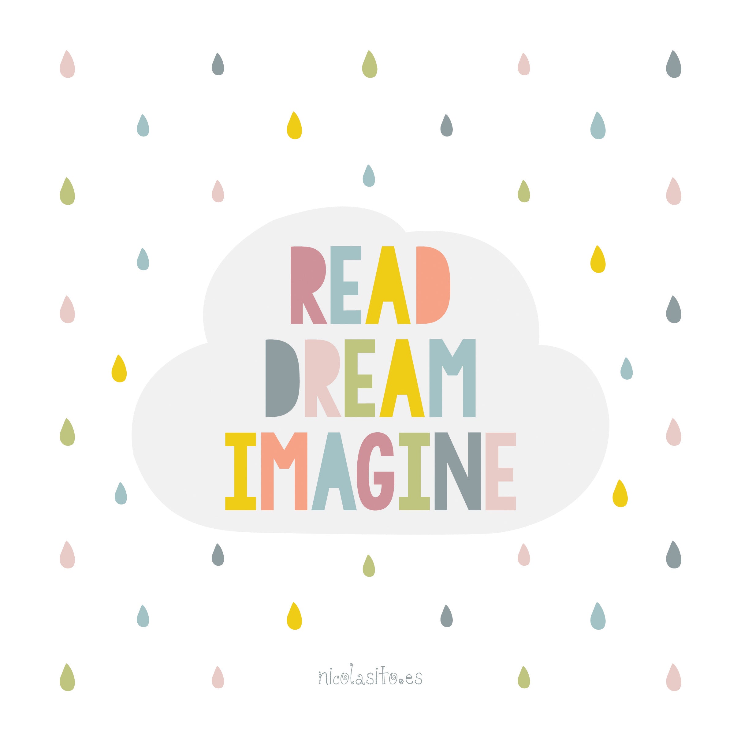 Lámina Read,dream,imagine