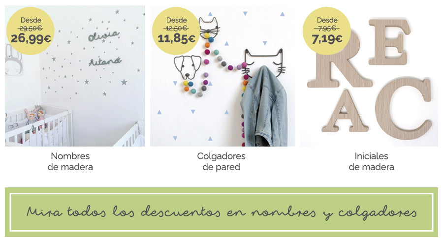 REBAJAS nombres y letras de madera colgadores hasta el -60% de descuento