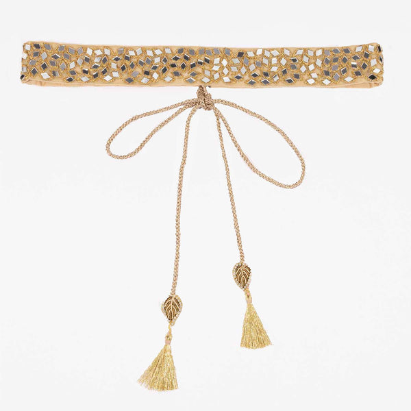 Golden Gotta Patti Hand Embroidered Waist Belt With Pearl Drops Hangings/  Belts for Saree/ Saree Belts/ Lehenga Belt/ Embellished Belts -  Sweden