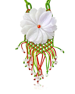 Gerbera Daisy Flower Jade Necklace Pendant