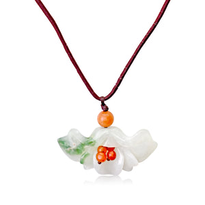 The Fan Shape Flower Handmade Jade Necklace Pendant