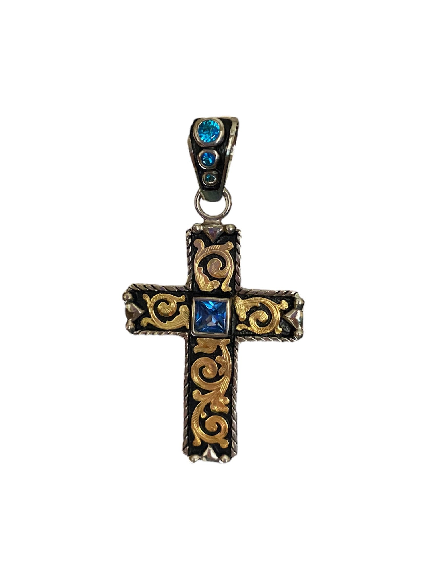 Cross Elk Ivory & Black Hills Gold Pendant - Roger Wagoner Designs