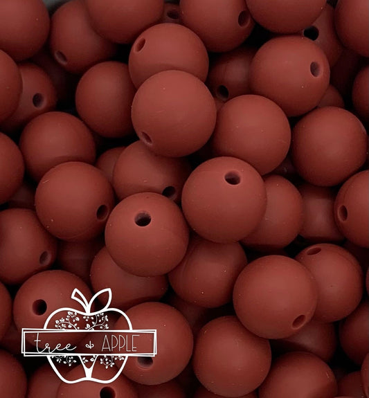 15mm Rust Silicone Beads, Red Round Silicone Beads, Beads