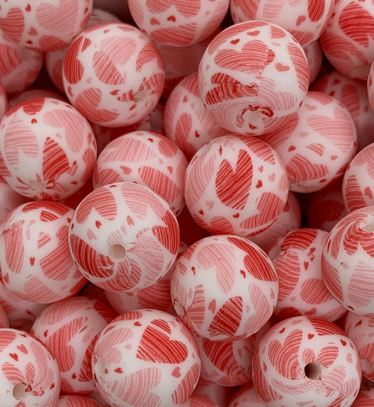 240PCS Valentines Silicone Beads, Valentines Beads Bulk Pink Silicone Beads  15mm Valentines Day Beads Heart Silicone Beads for Bracelets, Necklace