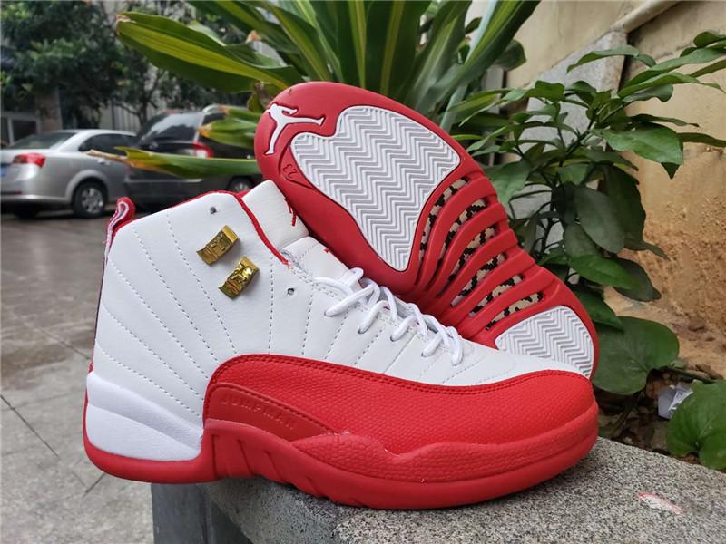 Air Jordan 12 Retro White/Red Basketball Shoes