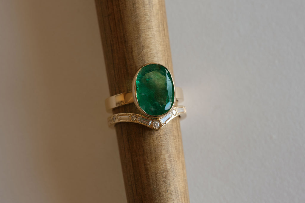 SHINDO HARUKA Order & reform Jewelry | set ring reform ご結婚10周年記念にジュエリーリフォームしたエメラルドとダイヤモンドのエターナルリングのセット