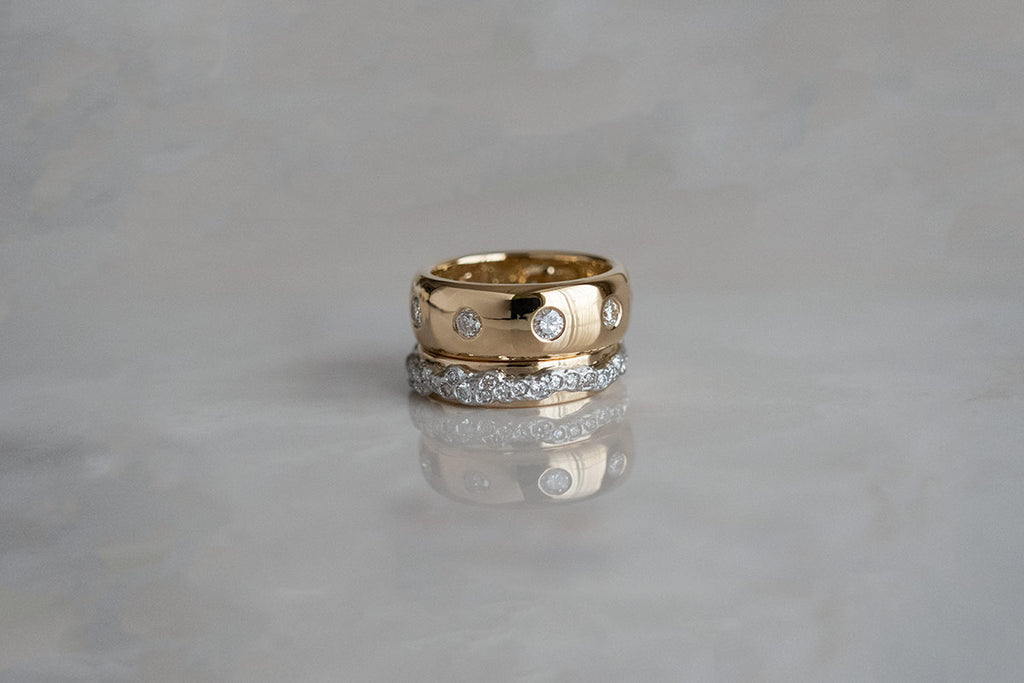 SHINDO HARUKA Order & reform Jewelry | Spaceship & Milky way  Diamond set rings