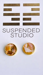 Pink and Gold Recycled Glass Earrings