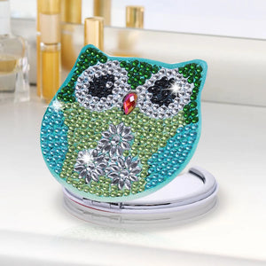 Owl Diamond Painting Pocket Mirror - Color-Full Creations - Owl Mirror