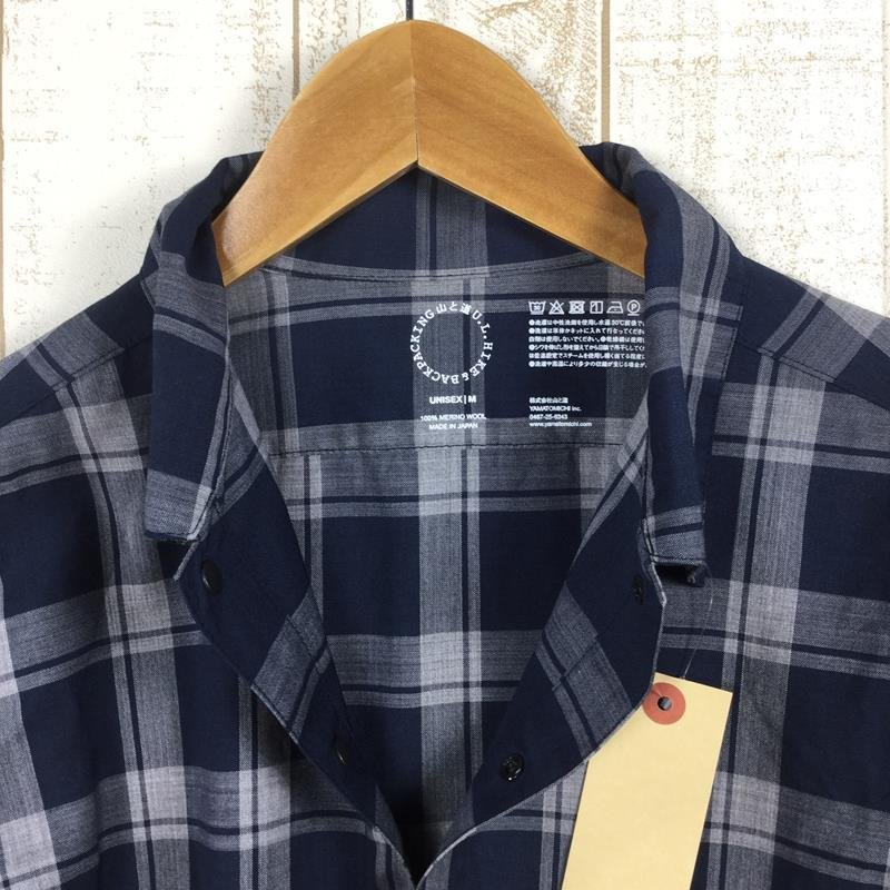 暖色系 山と道 メリノ長袖シャツ ブラウンチェックMerino Shirt L