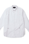 Double Pleat Button Up - White