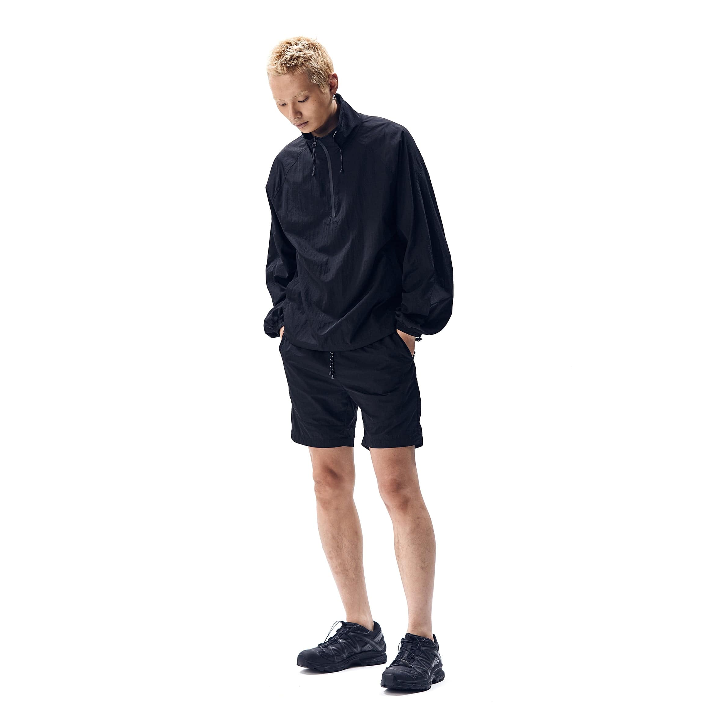 NYLON TRACK SHORTS - BLACK