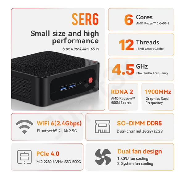 Beelink SER6 is a mini PC with up to an AMD Ryzen 7 6800H