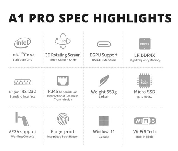 One-netbook A1 Pro Engineer Pc Mini Laptop 7 Inch Ips Intel Core