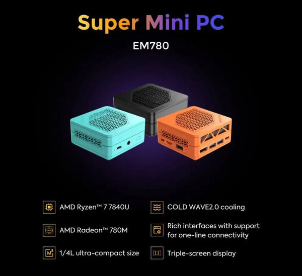 Minisforum EM780 ultra-compact mini PC with Ryzen 7 7840U launches