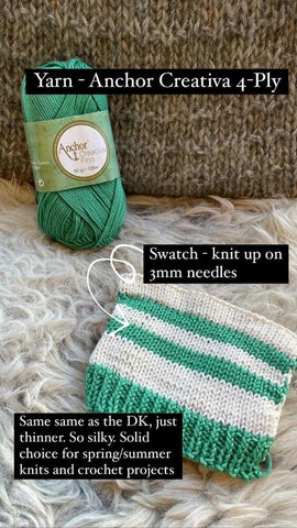 Anchor Creativa 4-Ply Swatch at No Frills Knitting