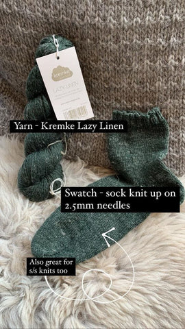 Kremke Lazy Linen Swatch at No Frills Knitting
