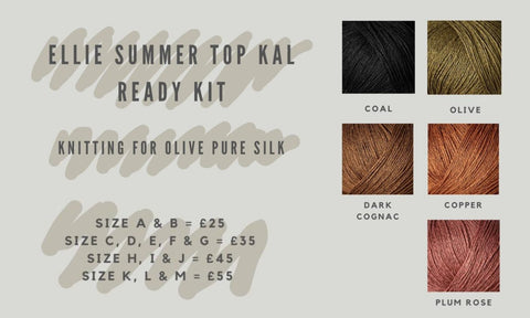 Ellie Summer Top KAL Ready Kit - Knitting For Olive Pure Silk Option