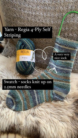 Regia 4-Ply Self Striping Swatch at No Frills Knitting