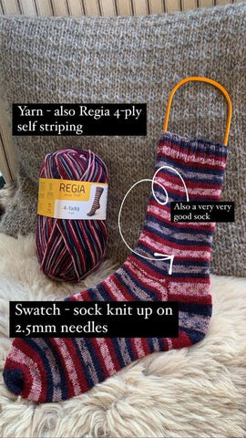 Regia 4-Ply Self Striping Swatch at No Frills Knitting