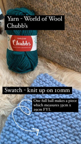World of Wool Chubbs Swatch at No Frills Knitting