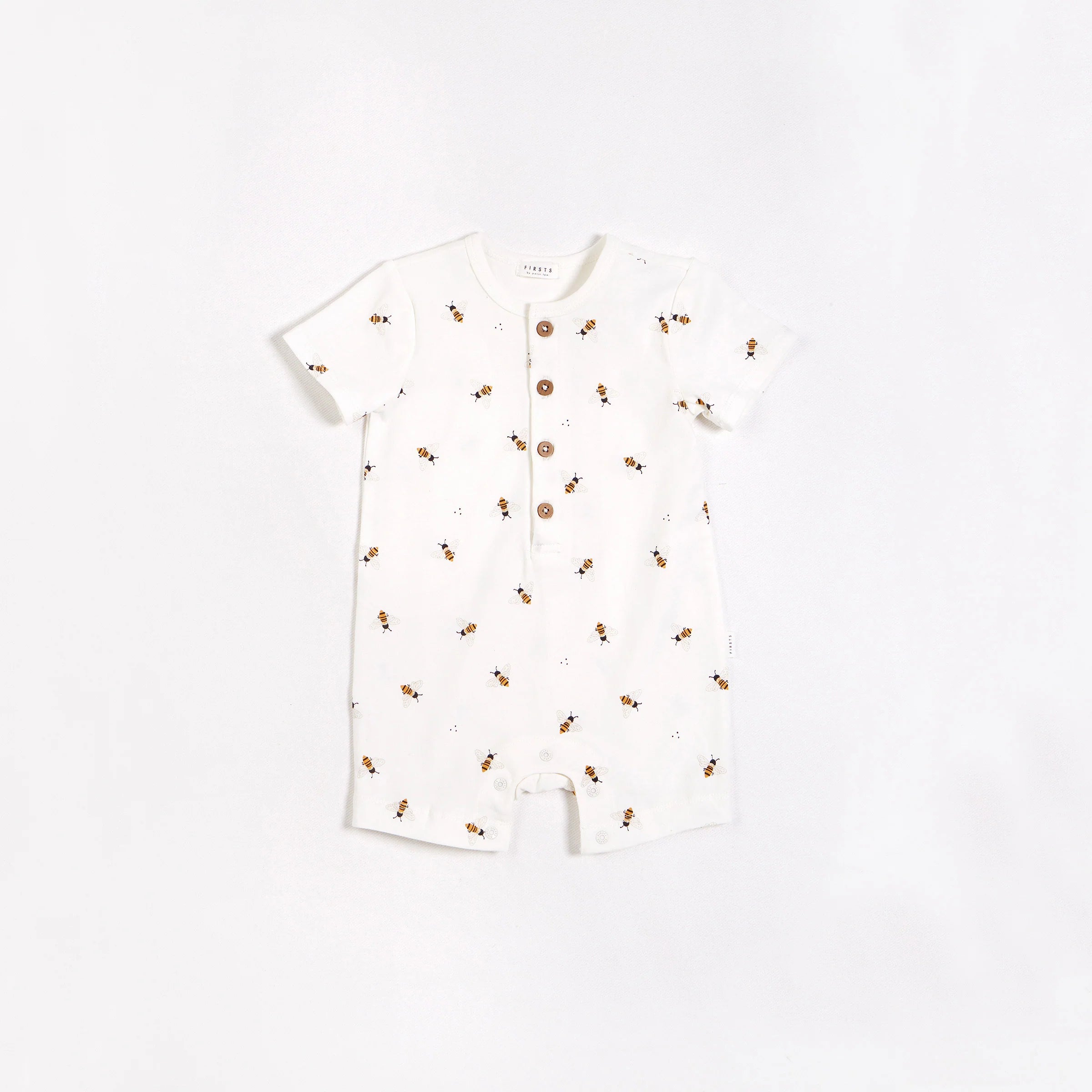 Bees Print on Henley Jersey Romper | Petit Lem - Jenni Kidz