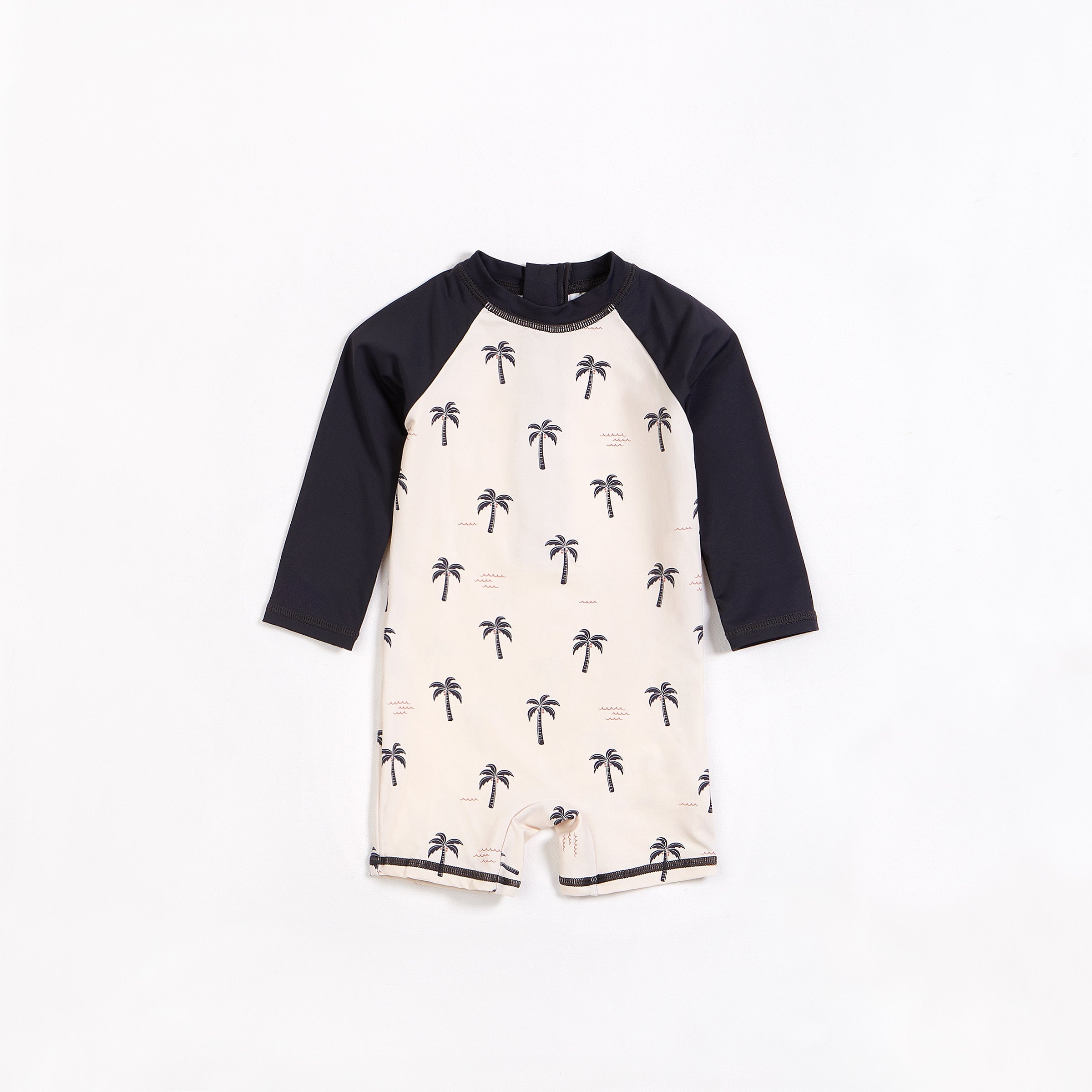 Palm Trees on Crème Long Sleeve Swim Romper | Petit Lem - Jenni Kidz