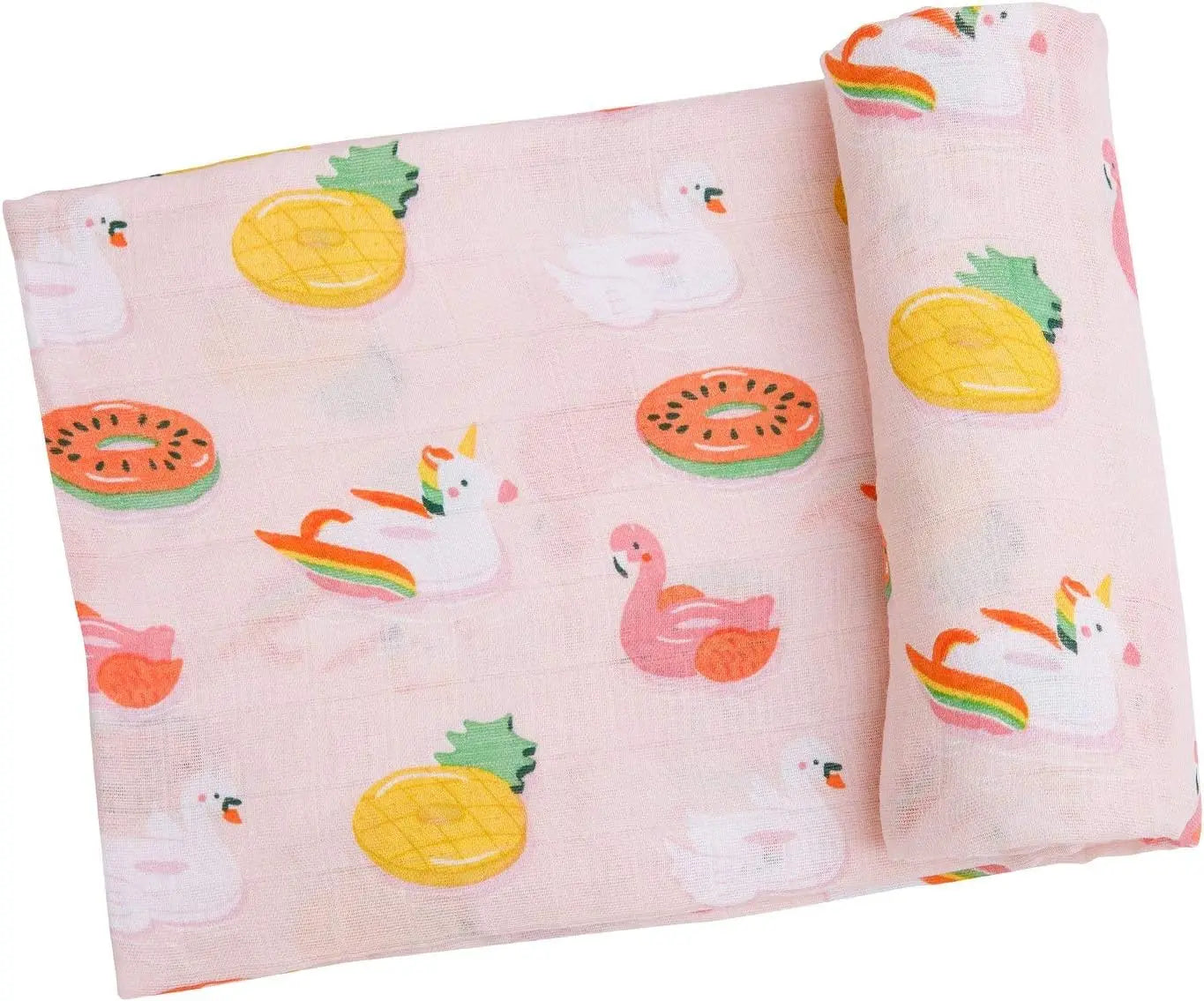 Bamboo Muslin Swaddle Blanket - Pink Floaties | Angel Dear | Jenni Kidz