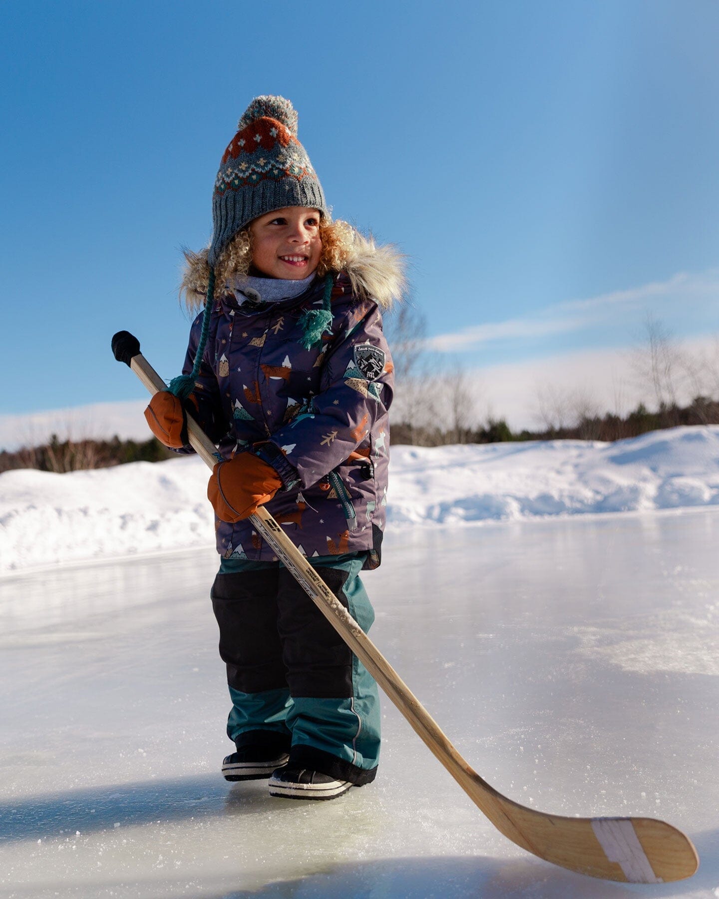 Two Piece Snowsuit Pine Green With Fox Print - Jenni Kidz