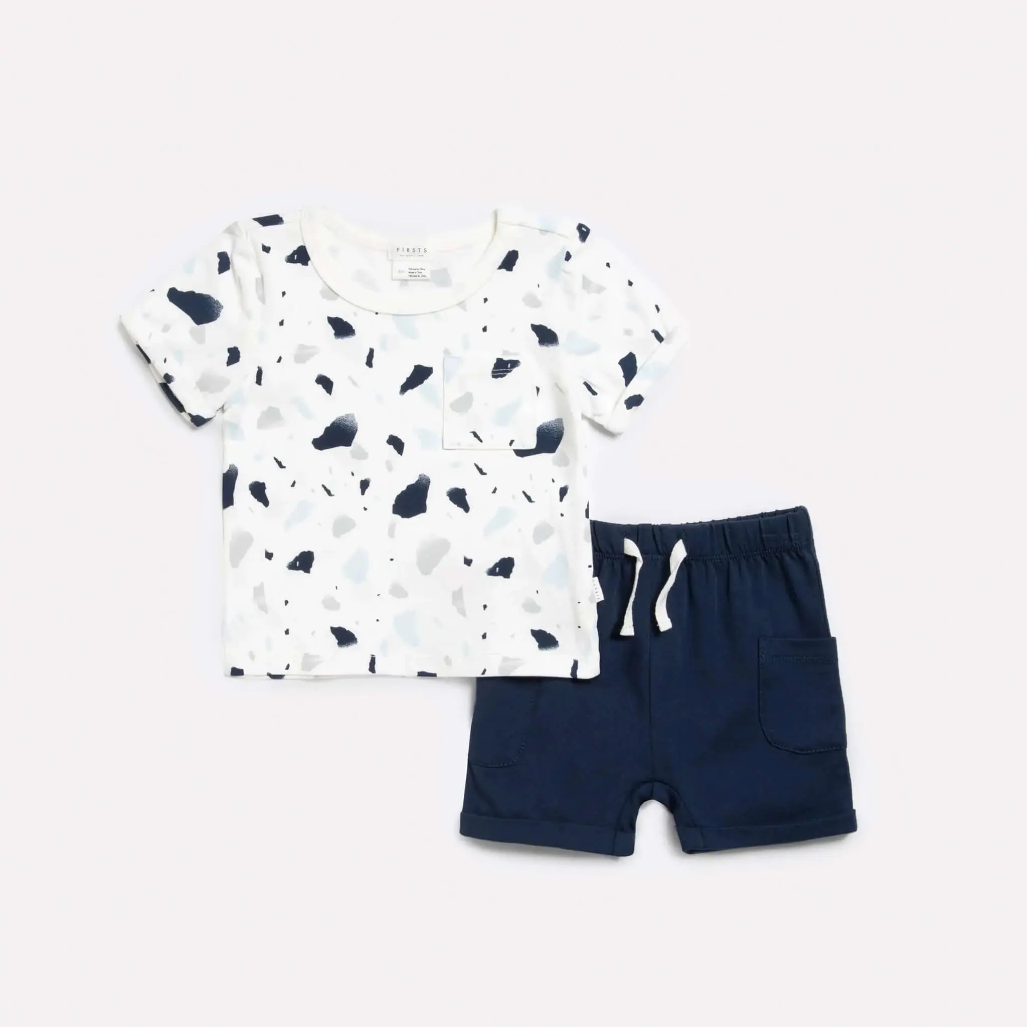 "Seaside Pebble Terrazzo" 2-piece Outfit Set | Petit Lem