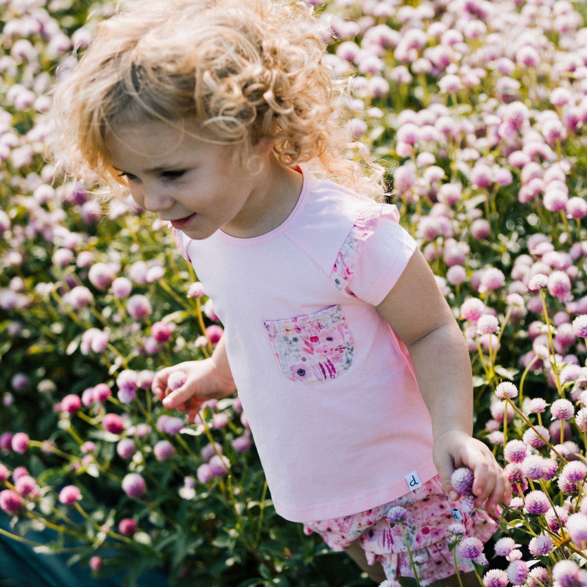 Organic Cotton Raglan Short Sleeve Top Light Pink-1