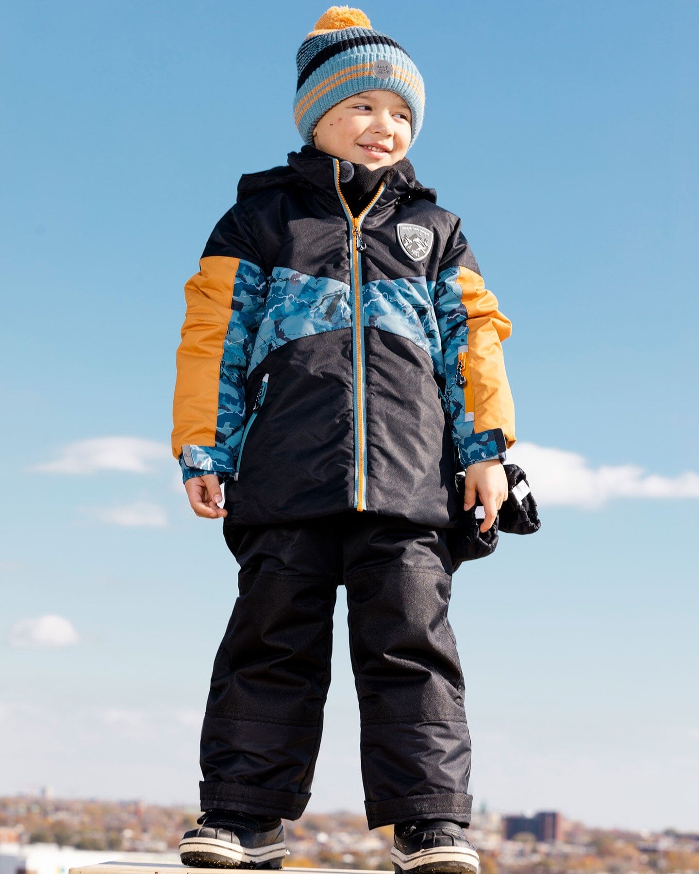 Two Piece Snowsuit Black With Mountain Print-1